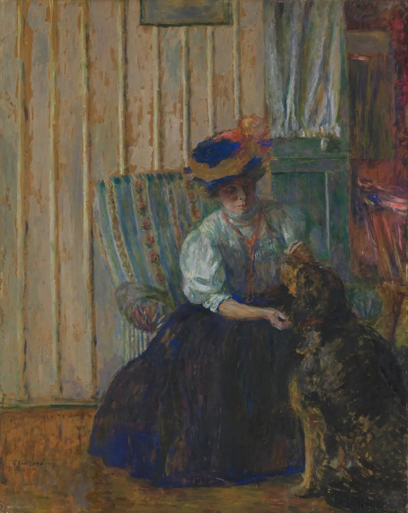 Marthe Bonnard con perro - Édouard Vuillard