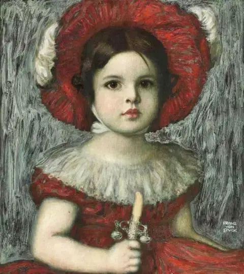 Mary, la hija del artista, con el sombrero rojo - Franz Von Stuck