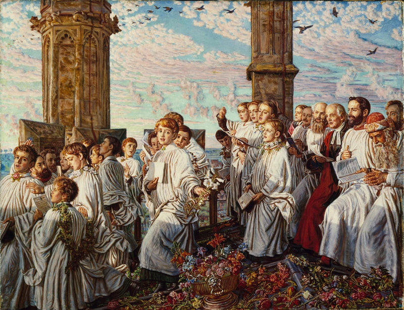 Mañana de mayo en la torre del Magdalen College, Oxford, antigua ceremonia anual - William Holman Hunt
