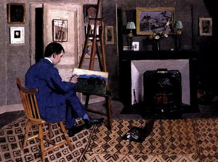 Max Rodríguez-Henriques en el taller de Félix Vallotton, hijo político - Félix Vallotton