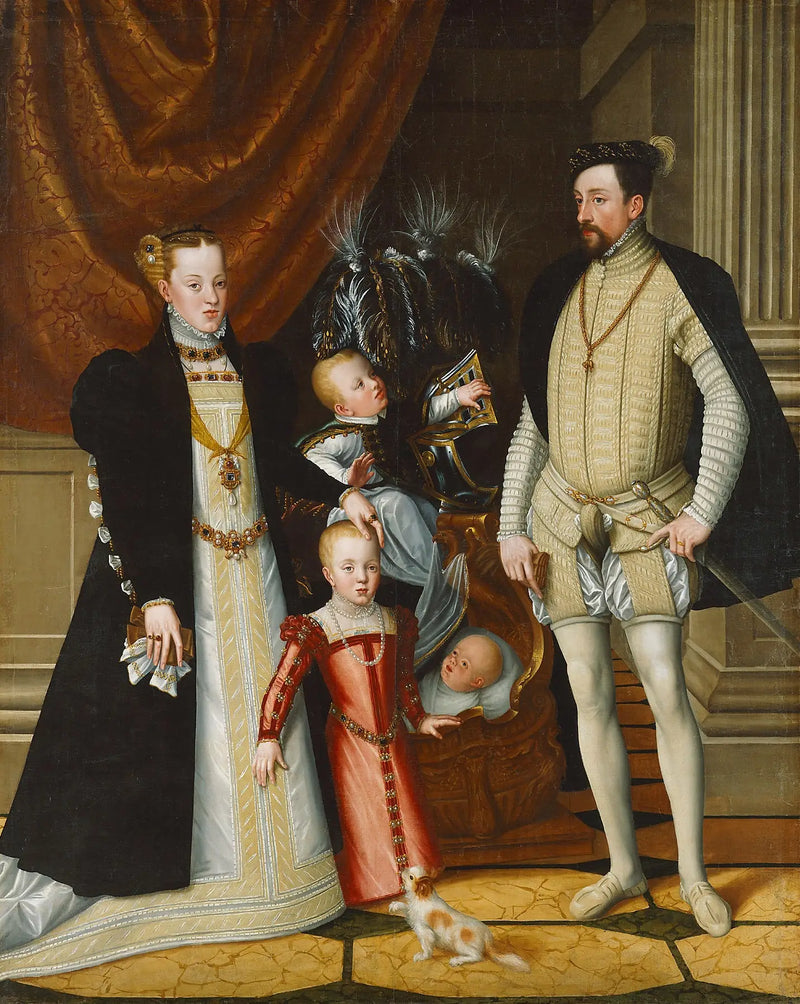 Maximiliano II, su esposa y tres hijos - Giuseppe Arcimboldo