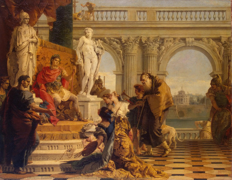 Mecenas que presenta las artes liberales al emperador Augusto - Giovanni Battista Tiepolo