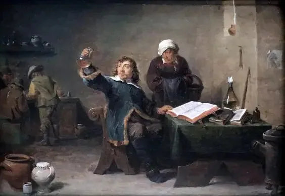 Médico de pueblo examinando una muestra de orina - David Teniers el Joven