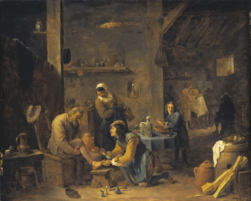 Médico de pueblo visitando a un paciente - David Teniers el Joven