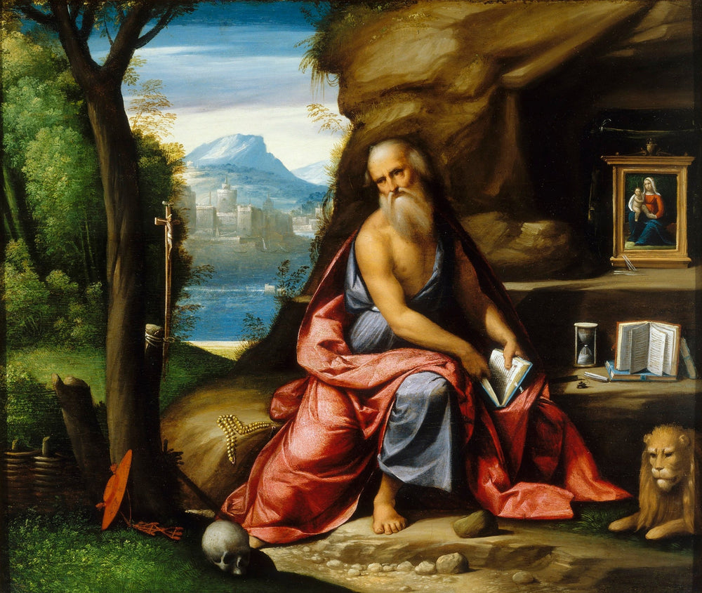 Méditation de saint Jérôme - Benvenuto Tisi image 1 reproduction de peinture à l’huile