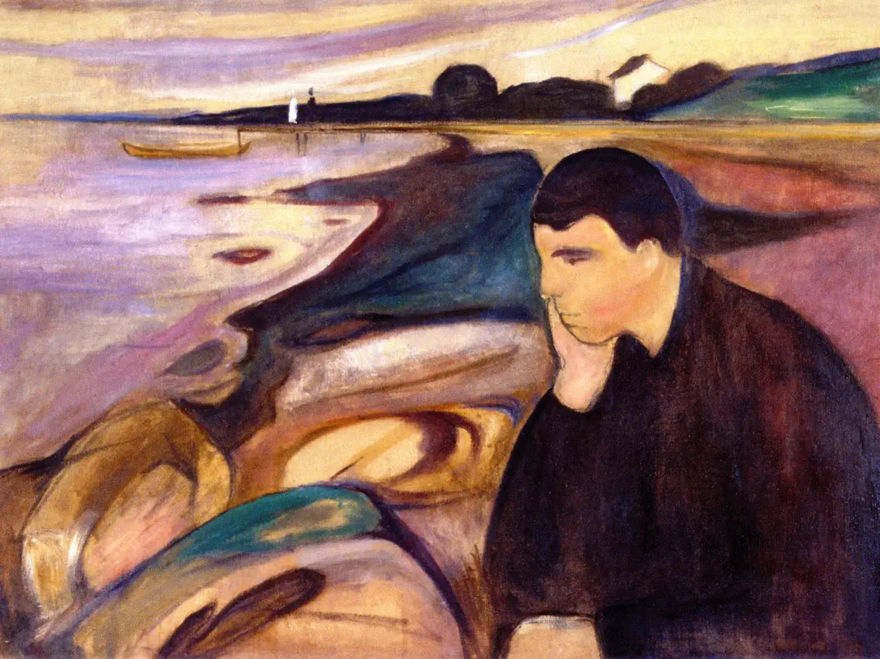Mélancolie - Edvard Munch image 1 copie de tableau peinte à la main