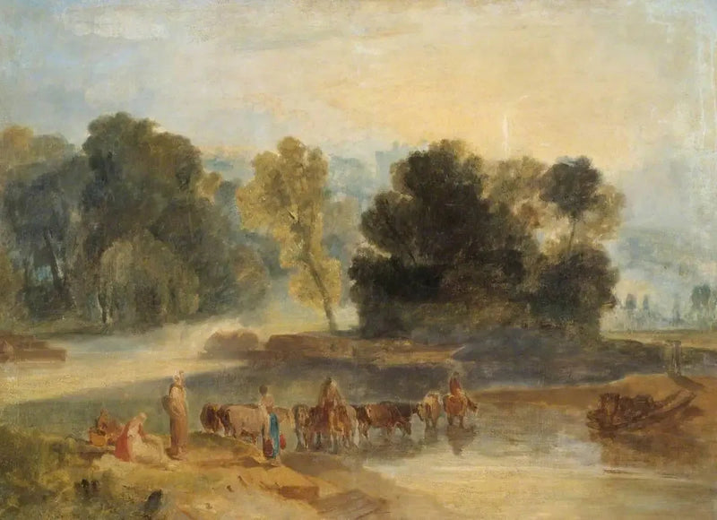 Hombres con caballos cruzando un río - J. M. W. Turner