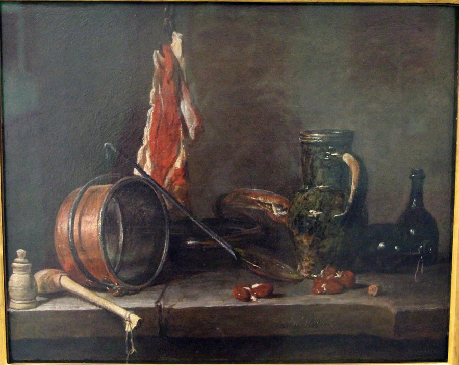 Menú de grasa y utensilios de cocina - Jean Simeón Chardin
