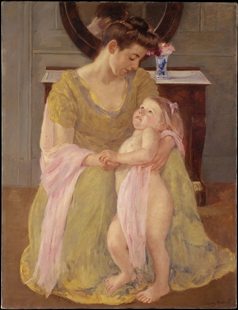 Madre e hijo con un pañuelo rosa - Mary Cassatt