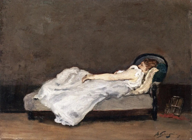 Mette Gauguin dormida en un sofá - Paul Gauguin