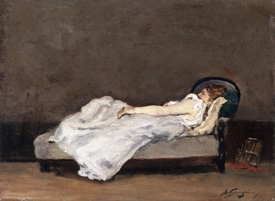 Mette Gauguin dormida en un sofá - Paul Gauguin
