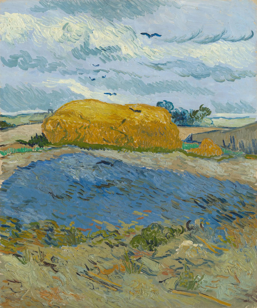Montones de heno bajo un cielo lluvioso - Vincent van Gogh