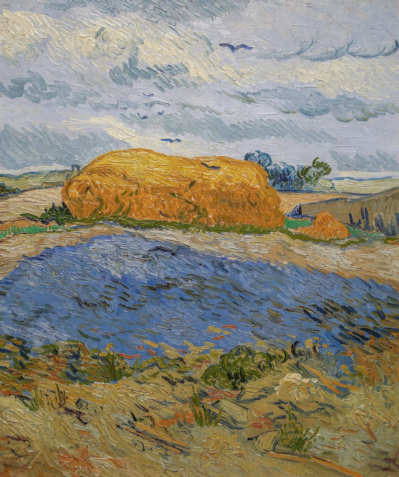 Montones de heno bajo un cielo lluvioso - Vincent van Gogh