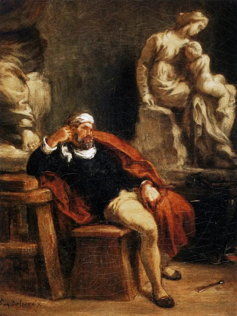 Miguel Ángel en su taller - Eugène Delacroix