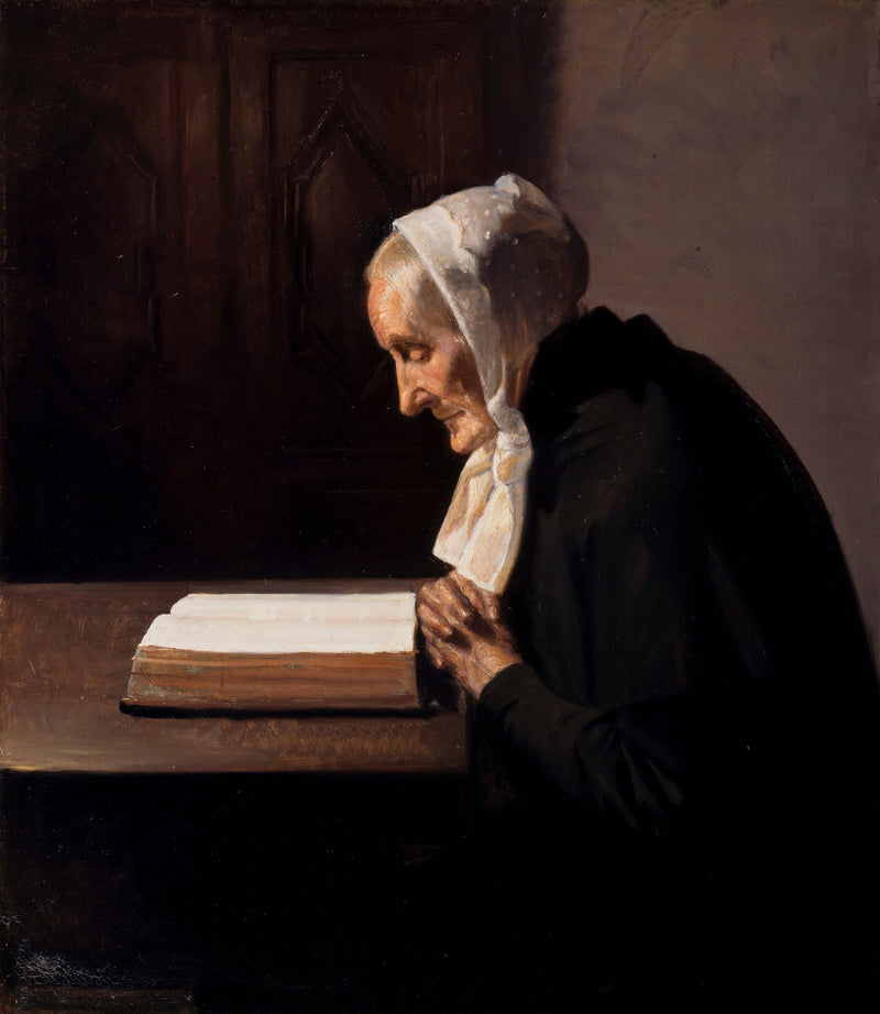 La señora Bründum leyendo la Biblia. - Michael Peter Ancher