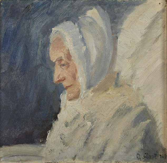 La señora Bründum vestida de blanco. -Anna Ancher