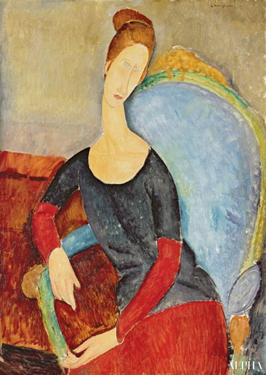 Mme Hebuterne dans un fauteuil bleu - Amedeo Modigliani - Reproductions de tableaux et peintures haut de gamme