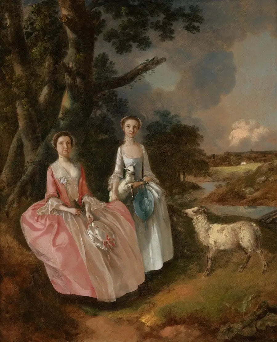 Sra. Mary Cobbold y Srta. Cobbold, con un cordero y una oveja - Thomas Gainsborough