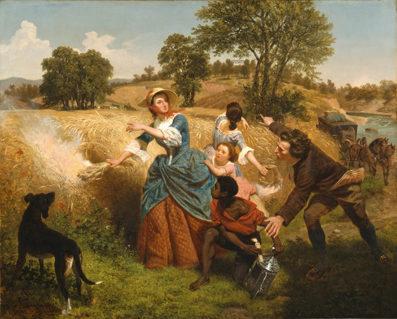 La señora Schuyler quema sus campos de trigo a la llegada de los británicos - Emanuel Leutze
