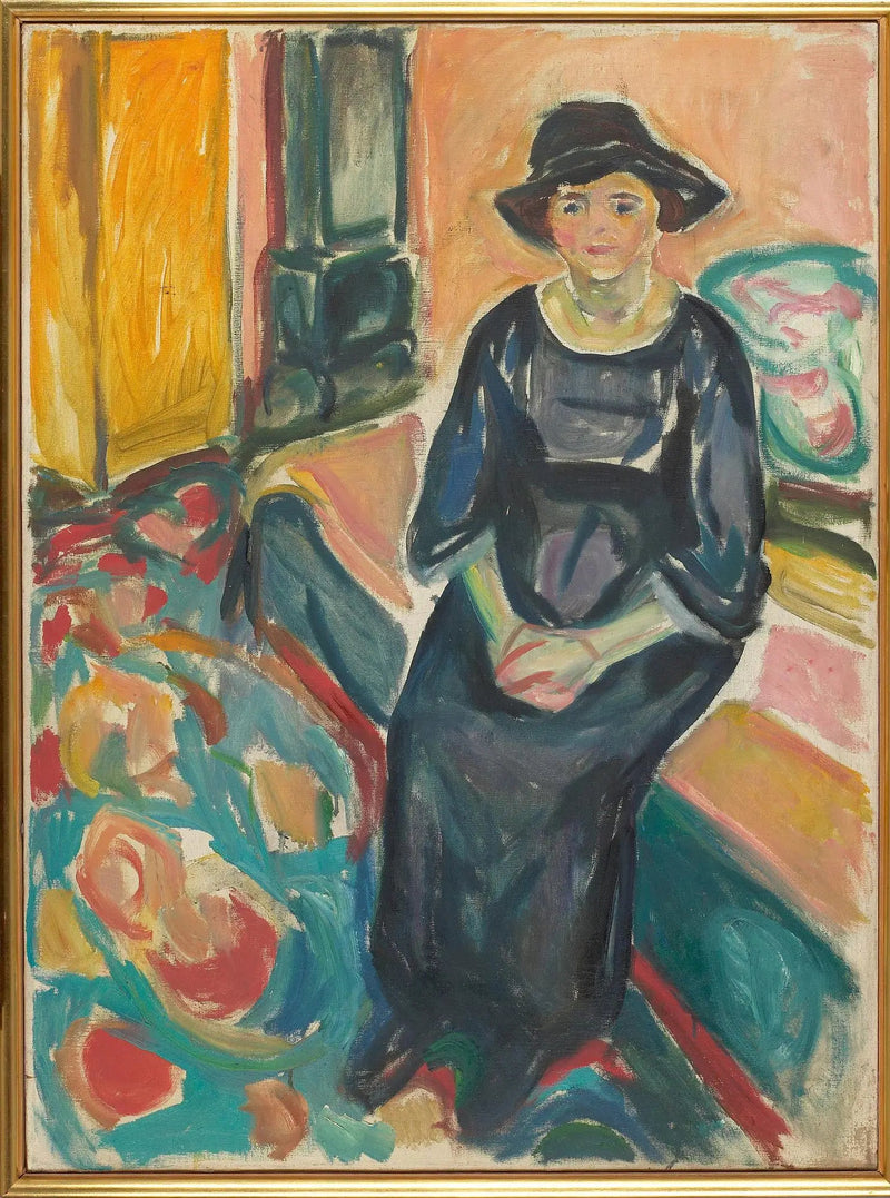 Modelo con sombrero, sentado en el sofá - Edvard Munch