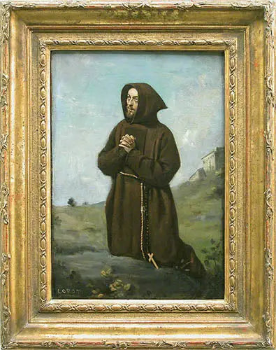 Monje moreno en oración, de rodillas - Jean-Baptiste Camille Corot