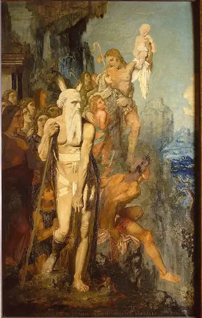 Moisés, en vista de la Tierra Prometida, quita sus sandalias - Gustave Moreau