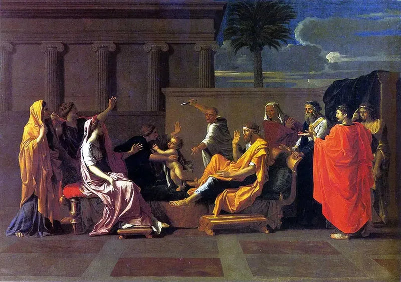 Moisés niño pisoteando la corona del faraón - Nicolas Poussin