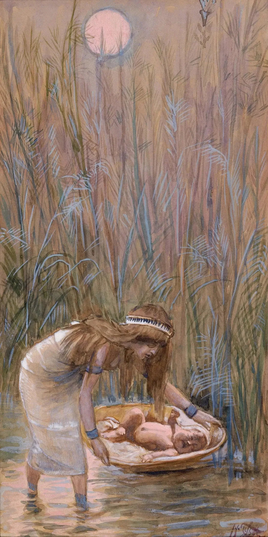 Moisés extendido en medio de las banderas - James Tissot