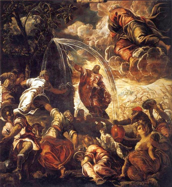 Moisés haciendo brotar el agua de la roca - Jacopo Tintoretto