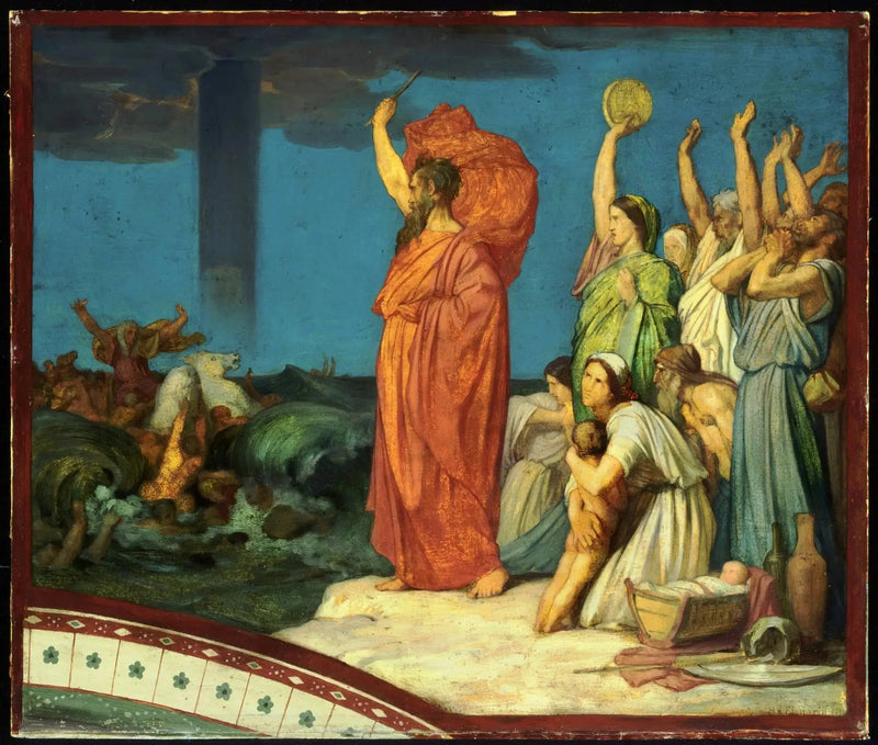Moisés ordenando a las aguas que se cierren sobre el ejército egipcio - Hippolyte Flandrin