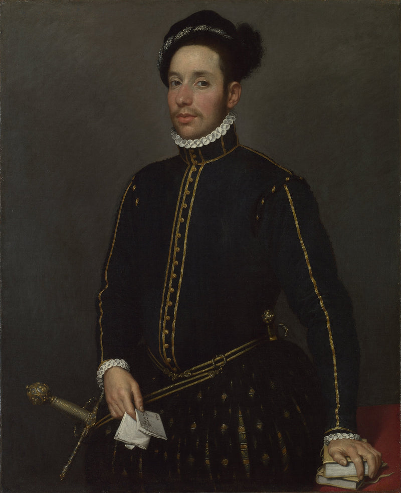 Señor zurdo con dos in-quartos y una carta - Giovanni Battista Moroni
