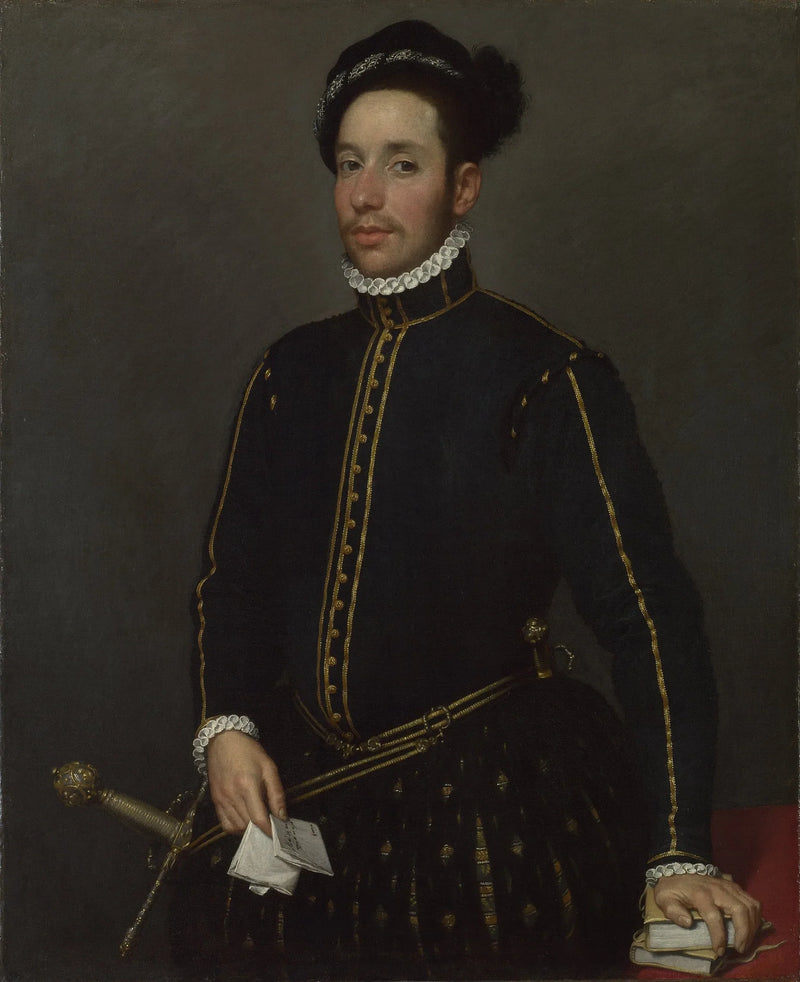 Señor zurdo con dos in-quartos y una carta - Giovanni Battista Moroni