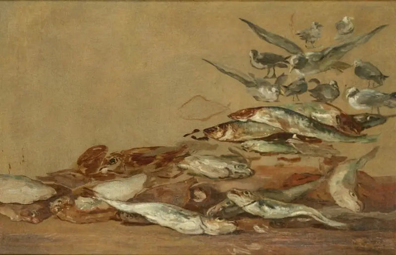 Gaviotas y peces - Eugène Boudin