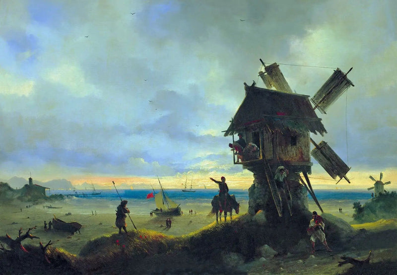 Molino de viento junto al mar - Iván Aïvazovski