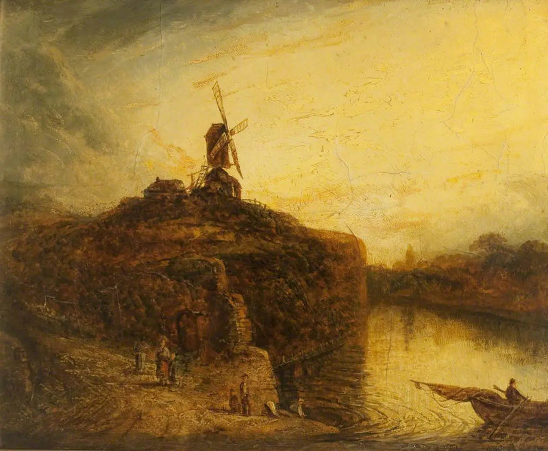 Molino de viento sobre un río - Rembrandt