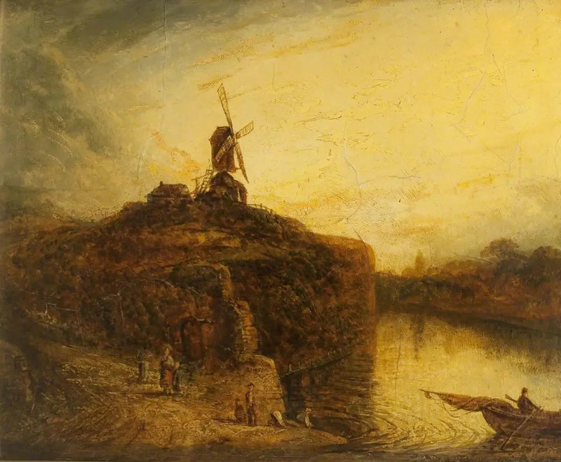 Molino de viento sobre un río - Rembrandt
