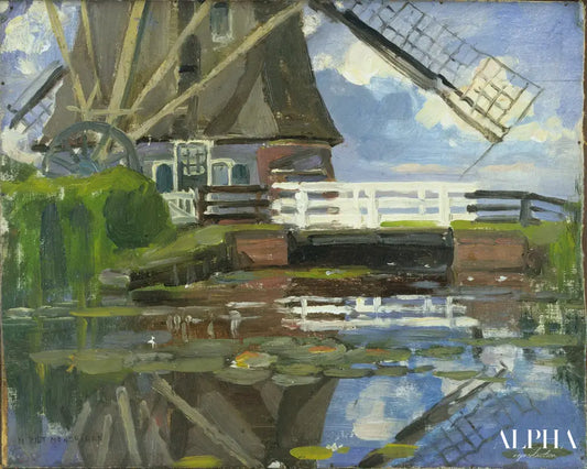 Moulin Broekzijder sur les ailes Gein, orientée vers l'ouest - Mondrian - Reproductions de tableaux et peintures haut de gamme