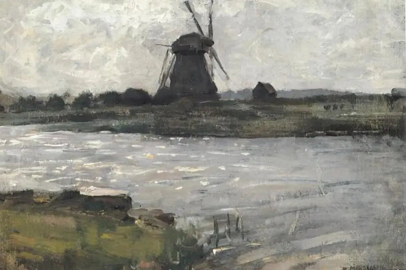 Molino de Oostzijdse visto desde el muelle de la granja de Landzicht - Piet Mondrian