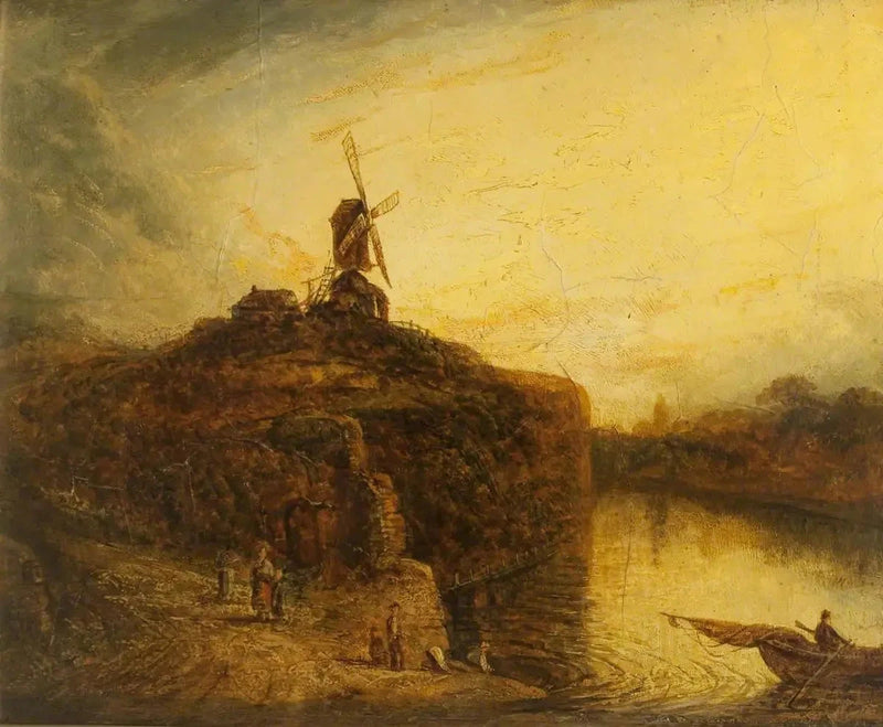 Molino de viento sobre un río - Rembrandt