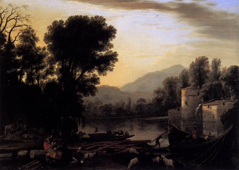 Molino sobre un río - Claude Lorrain