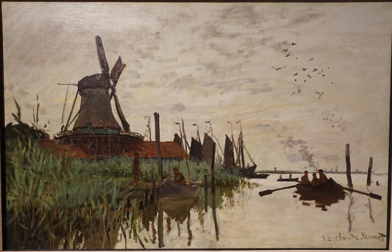 Molino de viento y barcos cerca de Zaandam W177 - Claude Monet