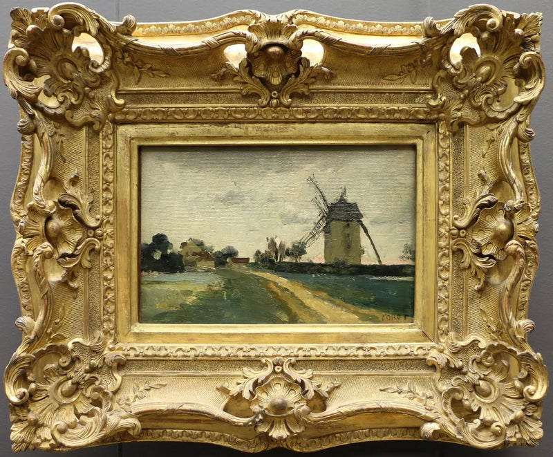 Molinos de viento gemelos en la colina de Picardía - Jean-Baptiste Camille Corot