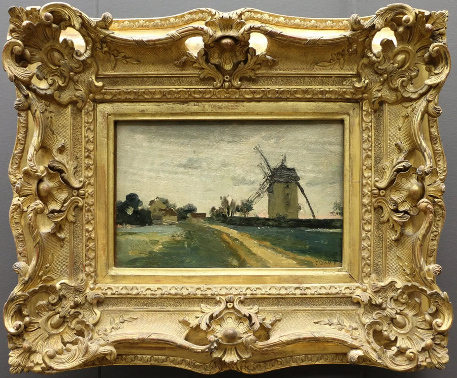 Molinos de viento gemelos en la colina de Picardía - Jean-Baptiste Camille Corot