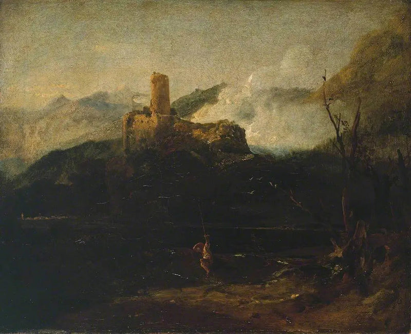 Escena de montaña con castillo, probablemente Martigny - J. M. W. Turner
