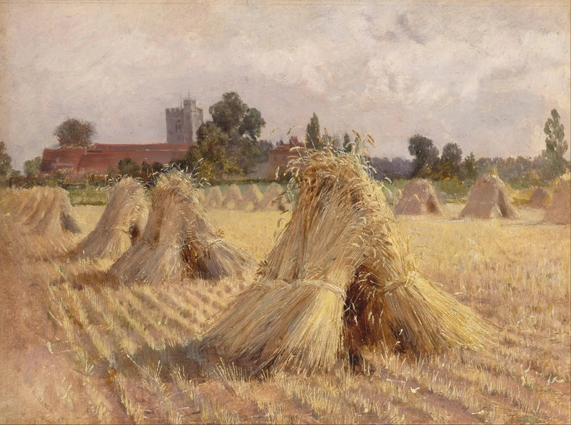 Mazorcas de maíz cerca de la iglesia de Bray - Heywood Hardy