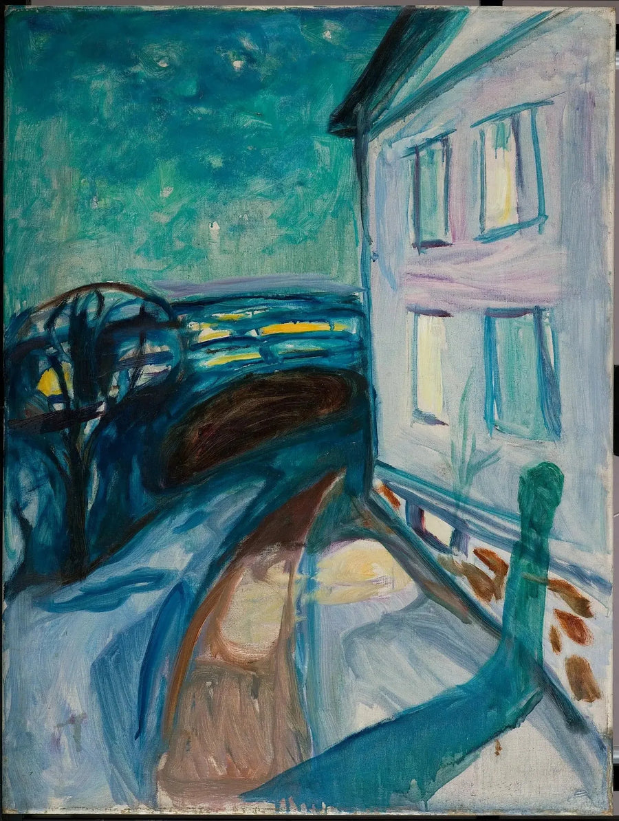 muro de casa a la luz de la luna - Edvard Munch