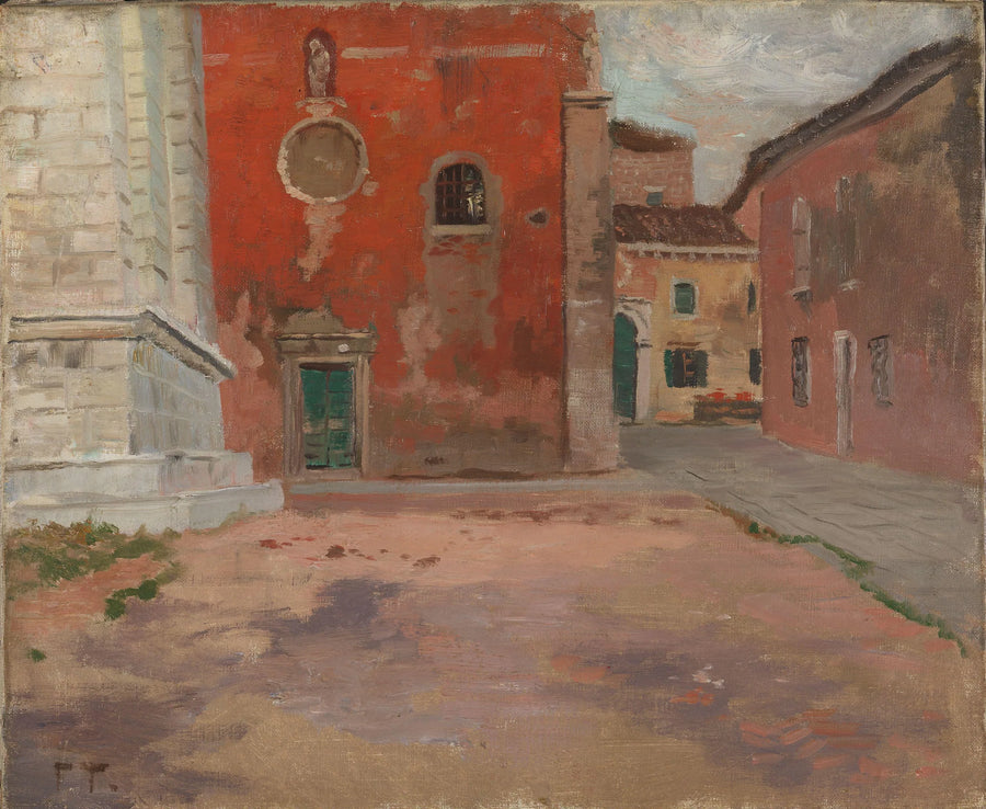 Pared roja de una iglesia en Venecia - Frits Thaulow