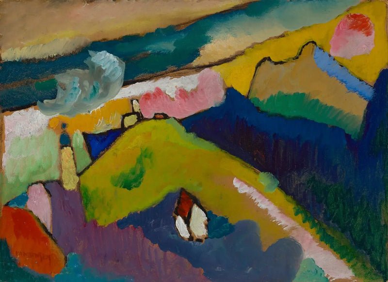 Murnau - Paisaje de montaña con iglesia - Vassily Kandinsky