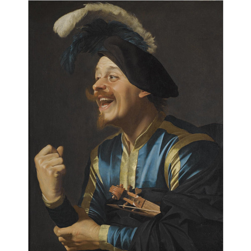 Músico risueño con un violín bajo el brazo - Gerrit van Honthorst