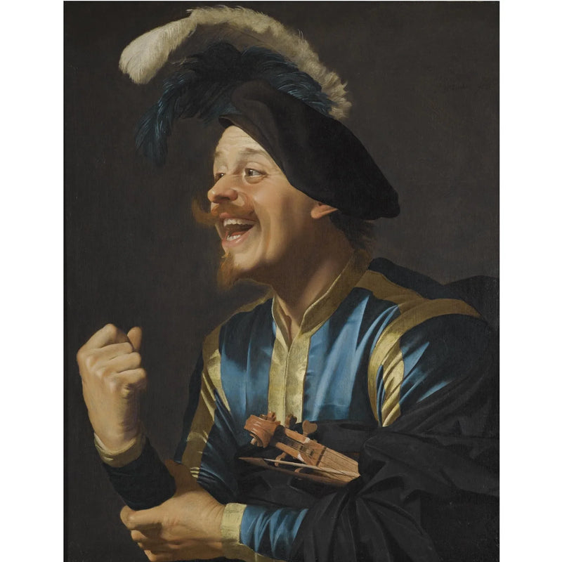 Músico risueño con un violín bajo el brazo - Gerrit van Honthorst
